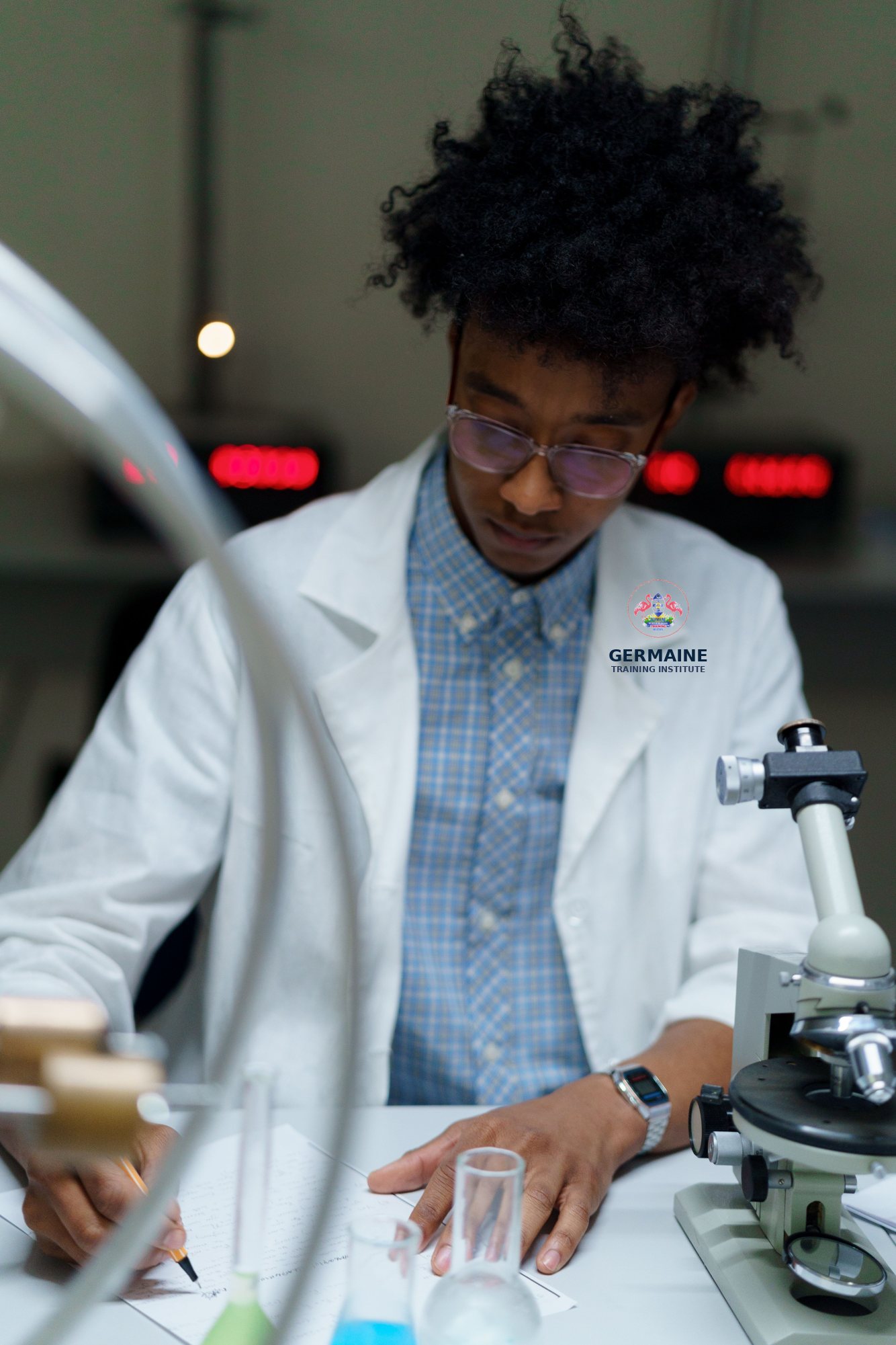Germaine Training Institute student in the laboratory