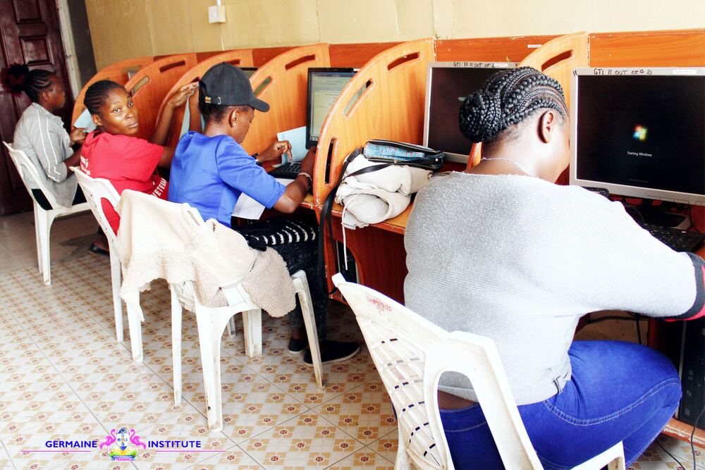 Students working in the Germaine computer lab