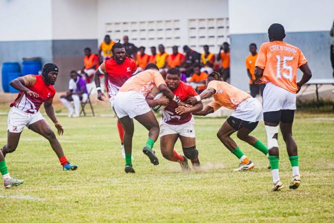 Rugby match action shot