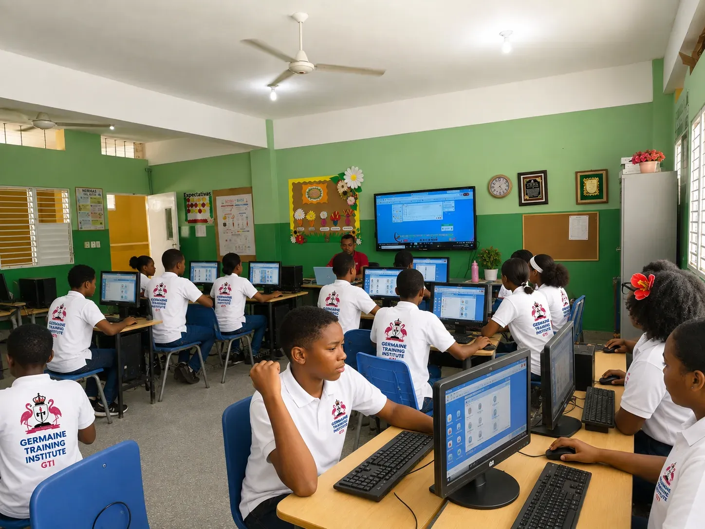 Computing and ICT students in practical training at Germaine Institute
