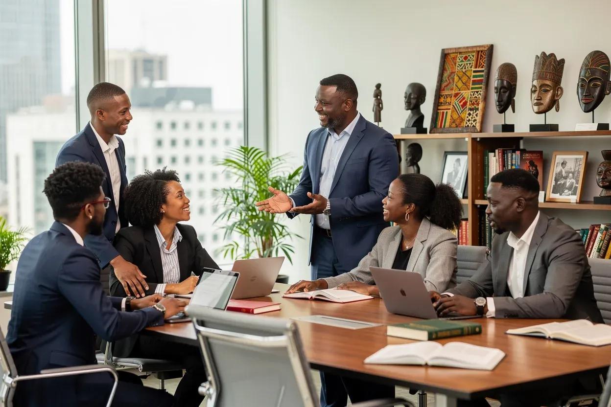 Marketing professionals presenting in a boardroom