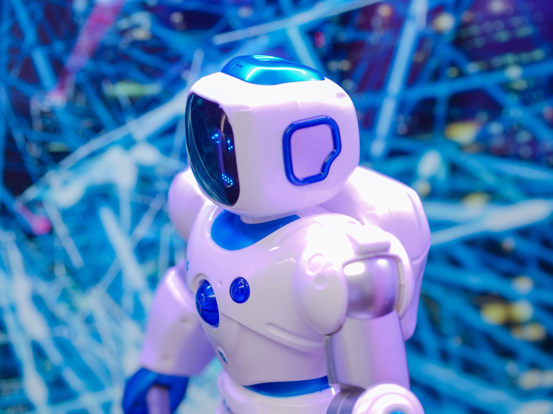 Close-up of a small robot representing autonomous AI agents and automation